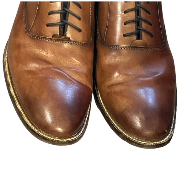 Vince Camuto Lawson Oxfords Cognac Brown Leather Dress Shoes Size 13 - Picture 3 of 7